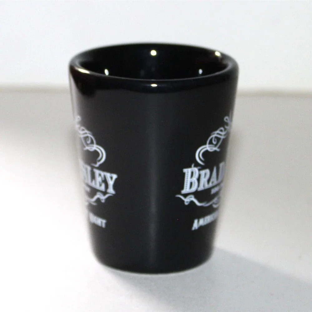 Brad Paisley American Saturday Night Shot Glass black ceramic Country Music